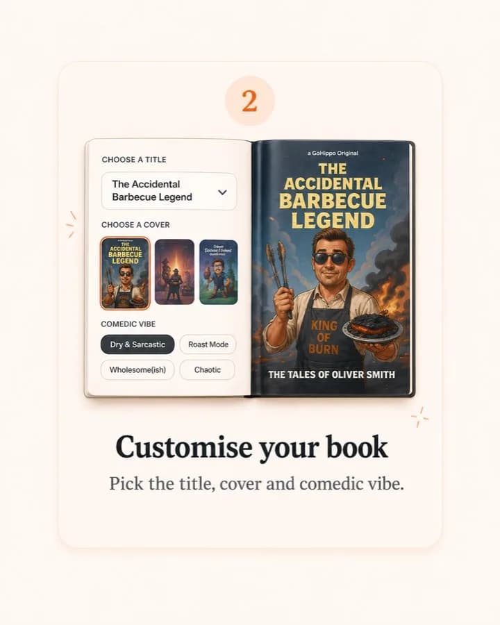Choosing a custom story style and cover in GoHippo