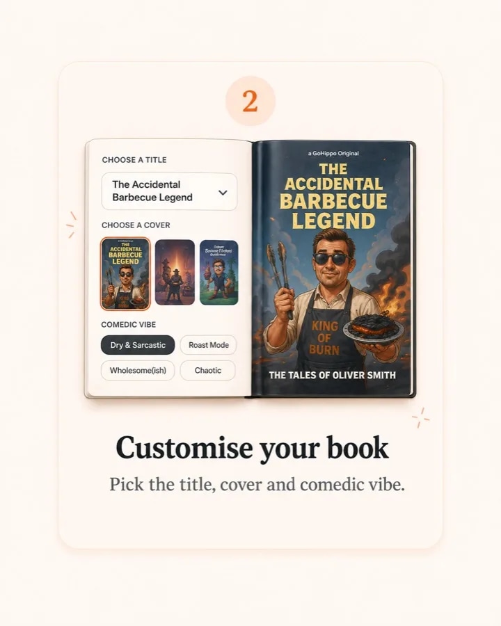 Choosing a custom story style and cover in GoHippo