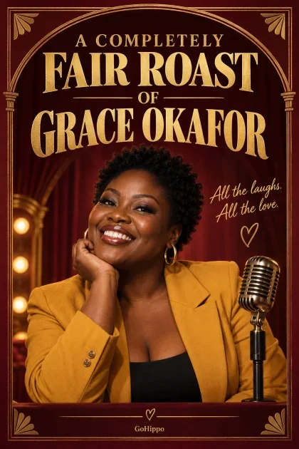Example A Completely Fair Roast cover featuring fictional recipient Grace Okafor